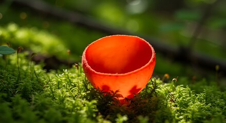 scarlet elf cup fungus (Sarcoscypha coccinea)