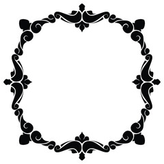 Black ornamental vintage circular frame