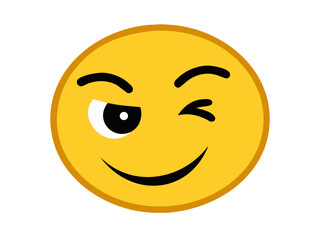 Fototapeta premium sly or mischievous emoji emoticon with raised eyebrow, half-closed eyes and subtle smirk, plotting something, feeling clever, or acting cheeky 