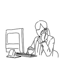 事故対応する女性