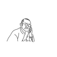 困った顔で電話する男性