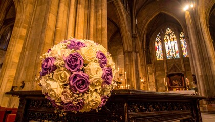 Floral arrangement in a church