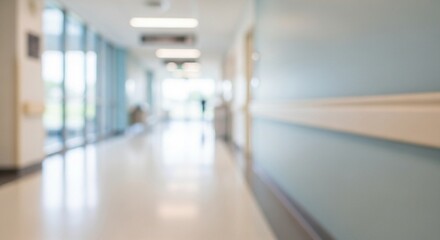 Soft Focus Empty Modern Hospital Hallway Interior Architecture Background
