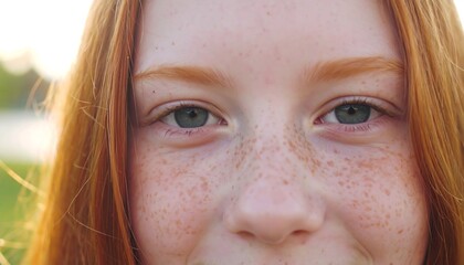 Close-up of a freckled girl's face