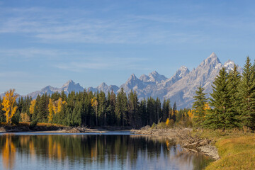 Beautiful Scenic Landscape in Grand Teton National Park Wyoming in Autumn