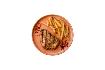 Chicken breast steak, grilled poultry fillet, healthy food, lunch. Chicken steak