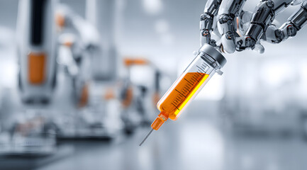 A syringe for holding medication in a robotic arm
