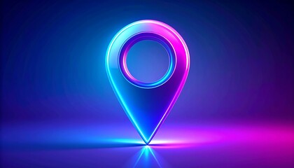 Glowing neon location pin icon
