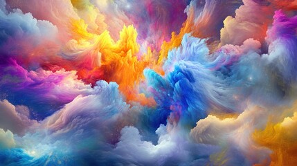 Obraz premium Vibrant Cosmic Clouds and Bursting Light (Suitable for Sci - Fi Scenes, Cosmic Themes, Visual Effects, etc.)