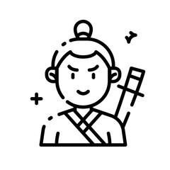 samurai warrior with a katana on his back. vector icon illustration