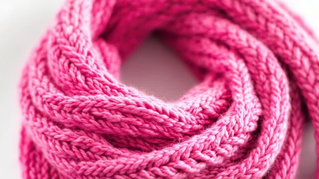 A close-up view of a pink scarf on a white surface, perfect for fashion or textile-related projects