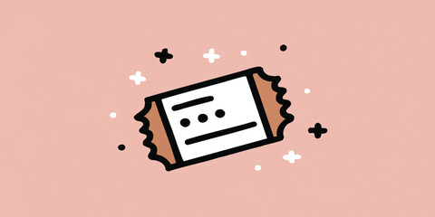 An illustrated, eye-catching ticket on a pastel backdrop. Capture the simple joy of anticipation for the big event.