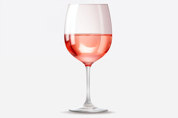 Isolated rose wine glass on white background