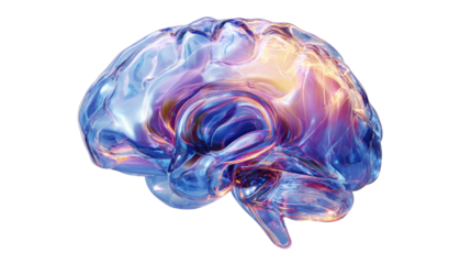 Colorful, abstract brain design symbolizing creativity and innovation, isolated on a white background.