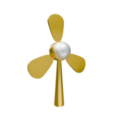 3D render golden silver wind turbine renewable energy icon