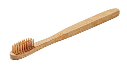 Eco-friendly bamboo toothbrush on a white isolate background.