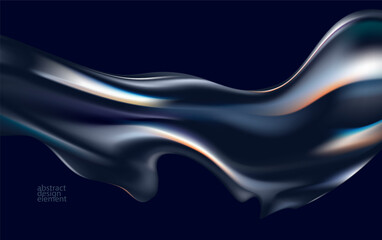 Obraz na płótnie Canvas Abstract glass fluid shape on dark background. Vector liquid wallpaper.