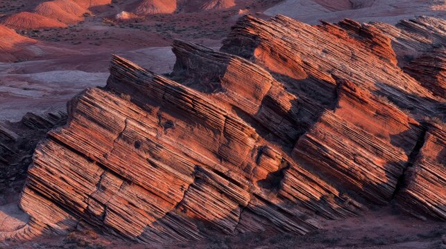 Glowing sedimentary rock layers pulsing with ancient energy, revealing Earth's geological history, ideal for education, science, or natural designs.
