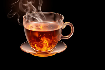 Hot tea in separate glasses on black background