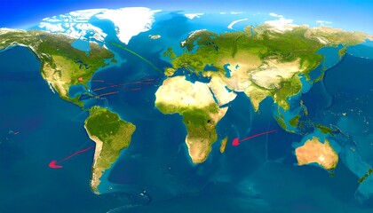 Global map with highlighted routes