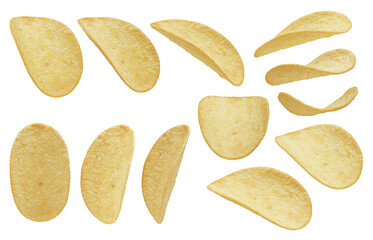 ( Pringles Style ) Dehydrated Potato Chips on white background