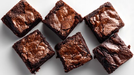 Delicious Platter of Multiple Brownies on White Background for Food Lovers