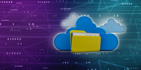 3d rendering Cloud computing concept, Cloud internet technology concept background, Cloud computing and network security technology concept