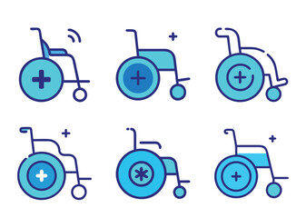 Collection of Wheelchair Icons Representing Mobility and Healthcare Accessibility in Varied Styles