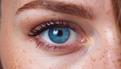 Close-up of a woman's eye with freckles