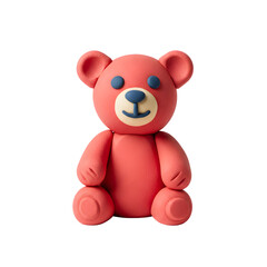 Charming Red Fondant Teddy Bear Cake Decoration