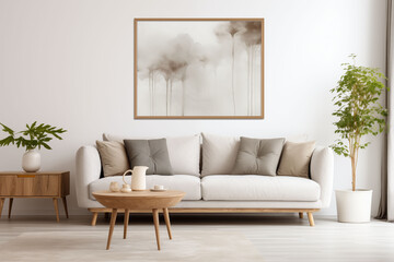 Modern living room decorated in white tones