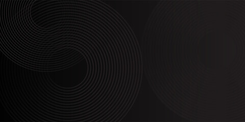 Black abstract background with circle lines simple art modern design