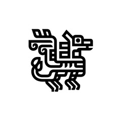 Fototapeta premium Abstract Illustration Art Tribal Animal Figure Line Art Vector Black and White Stylized Mythical Creature