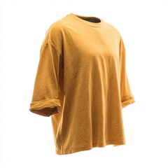 Blank Mustard Yellow T-Shirt Isolated on White Background