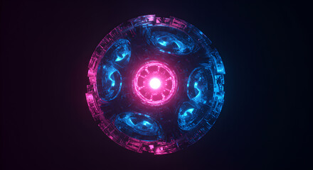 Obraz premium Neon Futuristic Glowing Sphere Abstract Technology Background
