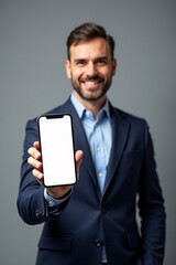 Professional Portrait of Middle-Aged Businessman Holding Smartphone - Batch6 Img1