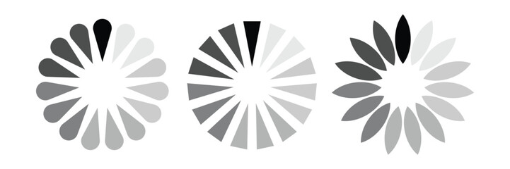 Loading icon set. Loading status bar in different icon simple website design. Vector loader icons for use in web design, app, interface and game. Vector illustration sign, symbol.