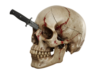 Skull, knife, blood, studio, dark, death, horror, concept art