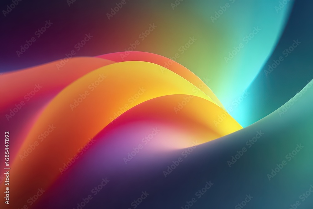Poster colorful waves flow smoothly with vibrant gradients on blurred background. use this image for design