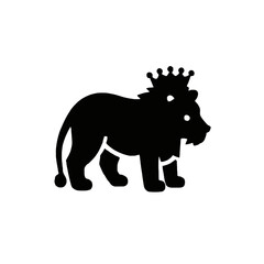 Fototapeta premium Vector art of silhouette of a majestic lion wearing a crown, symbolizing power and royalty
