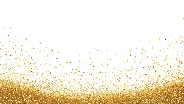 Gold glitter confetti on white background (2)