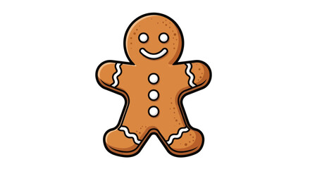 Cartoon Gingerbread Man Cookie with White Icing Details.