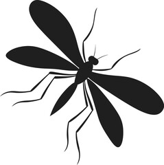 Silhouette of a mosquito with outstretched wings, representing a design concept. The mosquito's wings are spread wide, and its legs and body detailed