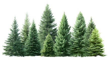 Serene Evergreen Fir and Pine Tree Treeline Landscape in Greenery