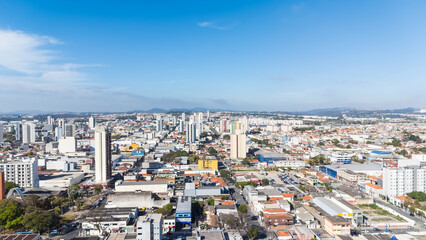 Visão aérea da cidade de Suzano no Alto tietê do estado de São Paulo, Brasil
