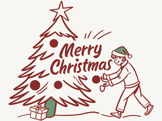 Festive Christmas Wreath Border Design for Holiday Projects , A charming, hand-drawn Christmas wreath graphic, perfect for invitations, cards, or social media posts.