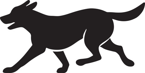 PrintBlack silhouette of a dog running on a light background