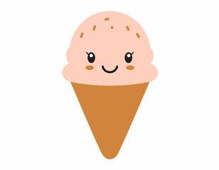 Cute Kawaii Ice Cream Cone with Sprinkles.