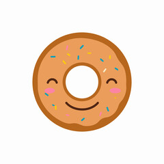 Happy Donut with Sprinkles Cartoon Illustration.