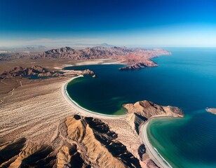 aerial baja california sur desert sea of cortes bay la paz mexico